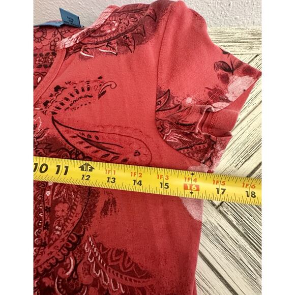 Vtg Red And Black Floral And Paisley Size Small Blouse - Picture 4 of 6